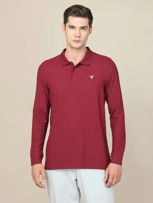 Men Solid Slim Fit Polo T-shirt with MATPIQ