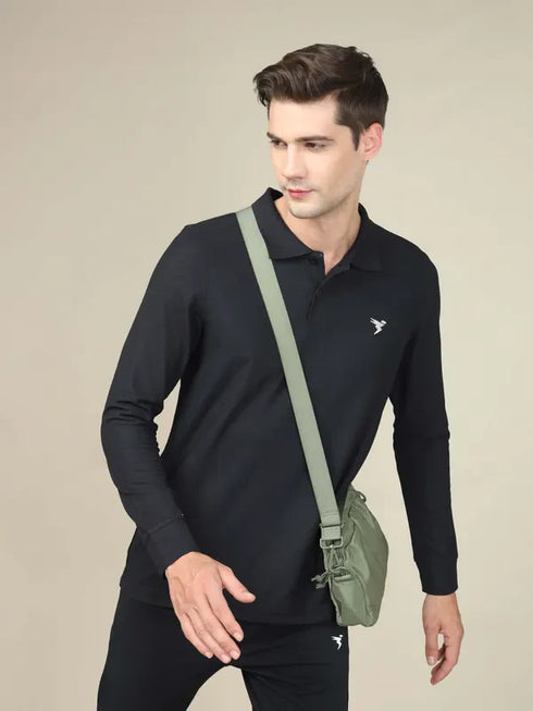 Men Solid Slim Fit Polo T-shirt with MATPIQ
