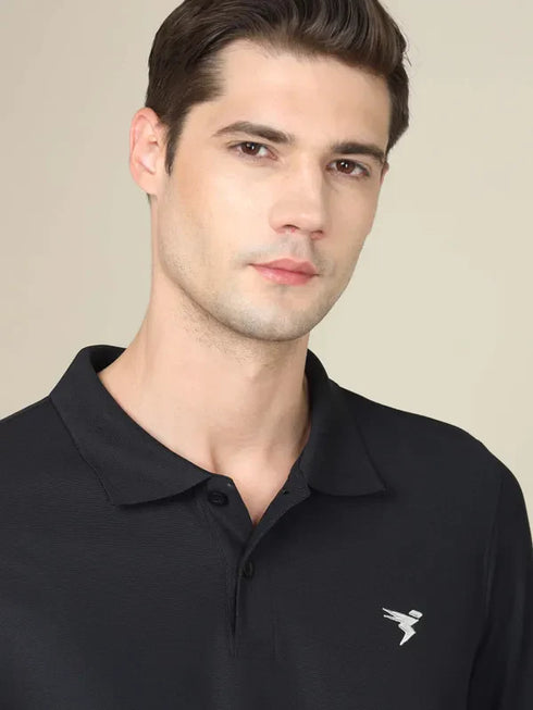Men Solid Slim Fit Polo T-shirt with MATPIQ