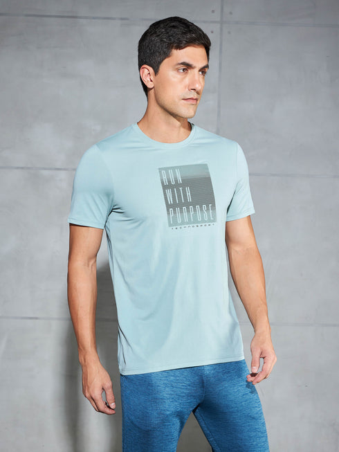 Men Printed Slim Fit Round Neck T-shirt with COTFLEX
