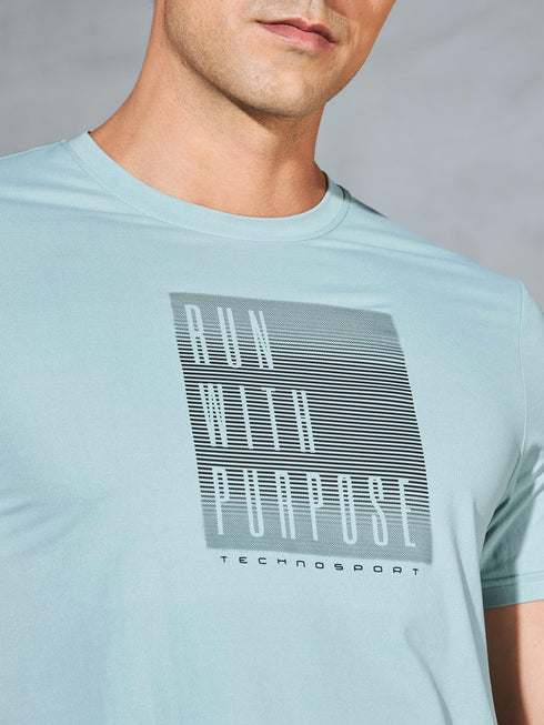 Men Printed Slim Fit Round Neck T-shirt with COTFLEX