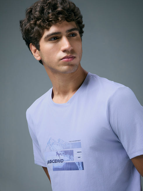 Men Printed Slim Fit Round Neck T-shirt with COTFLEX