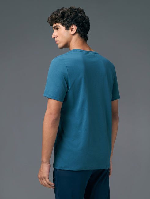 Men Printed Slim Fit Round Neck T-shirt with COTFLEX