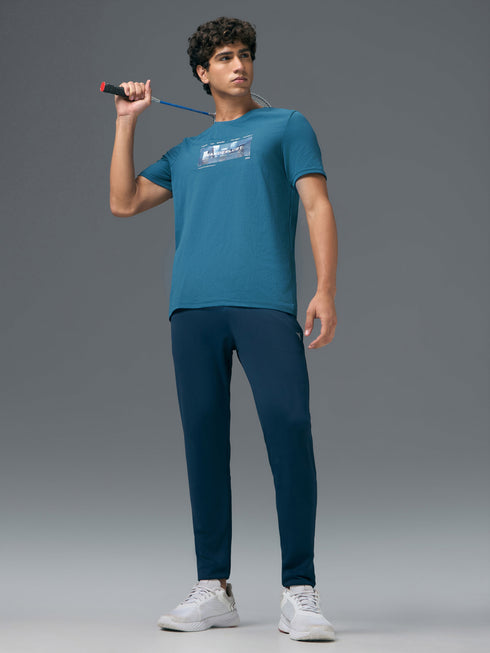 Men Printed Slim Fit Round Neck T-shirt with COTFLEX