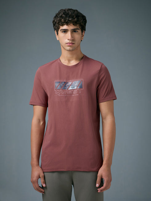 Men Printed Slim Fit Round Neck T-shirt with COTFLEX