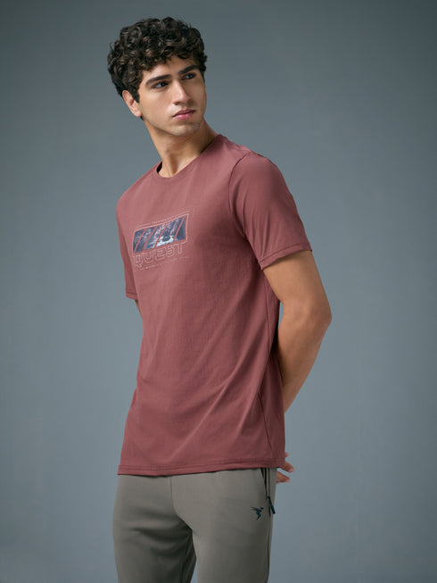 Men Printed Slim Fit Round Neck T-shirt with COTFLEX