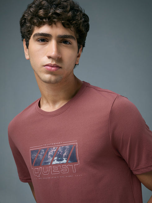 Men Printed Slim Fit Round Neck T-shirt with COTFLEX