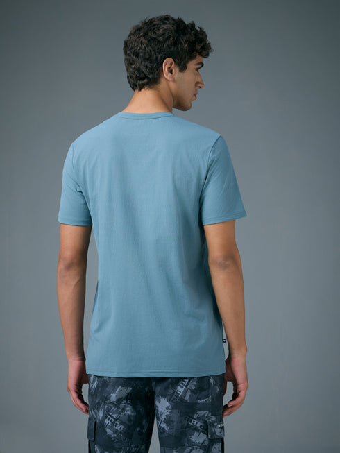 Men Printed Slim Fit Round Neck T-shirt with COTFLEX