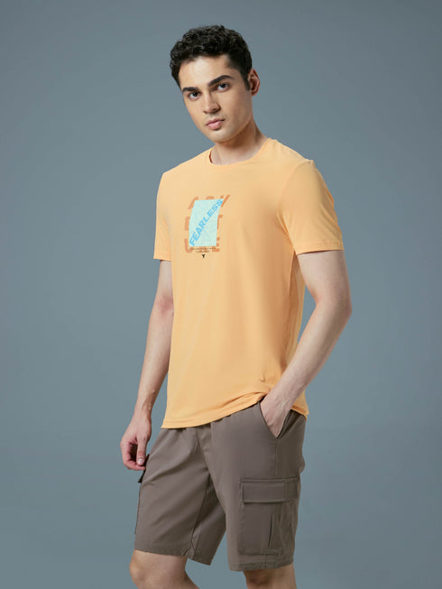 Men Printed Slim Fit Round Neck T-shirt with COTFLEX