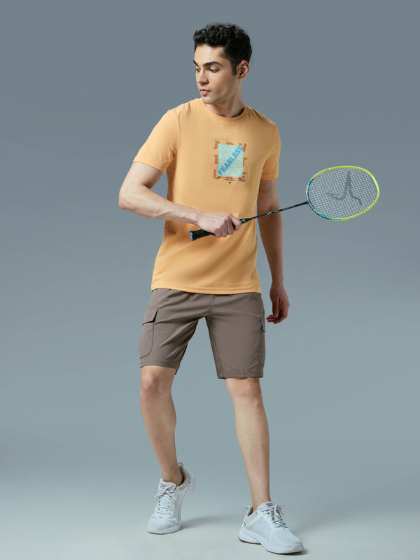 Men Printed Slim Fit Round Neck T-shirt with COTFLEX