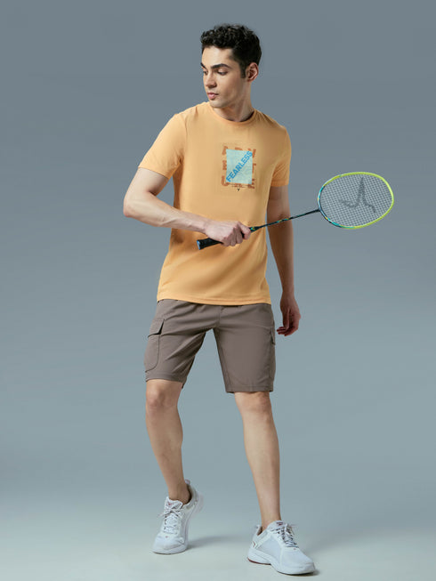 Men Printed Slim Fit Round Neck T-shirt with COTFLEX