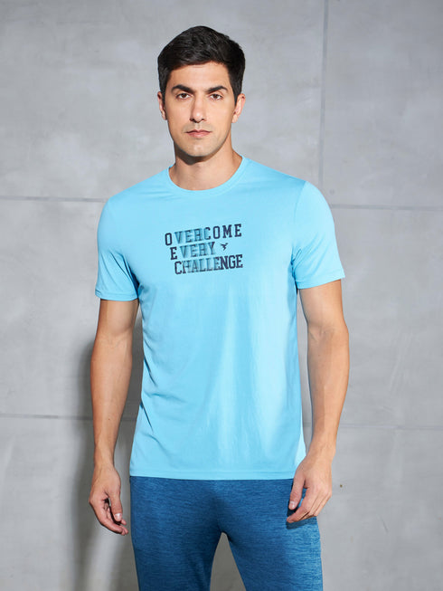 Men Printed Slim Fit Round Neck T-shirt with COTFLEX