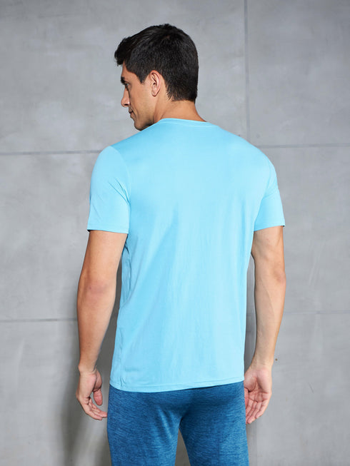 Men Printed Slim Fit Round Neck T-shirt with COTFLEX