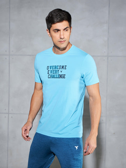 Men Printed Slim Fit Round Neck T-shirt with COTFLEX