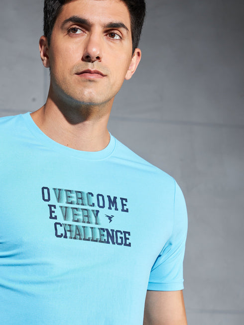 Men Printed Slim Fit Round Neck T-shirt with COTFLEX