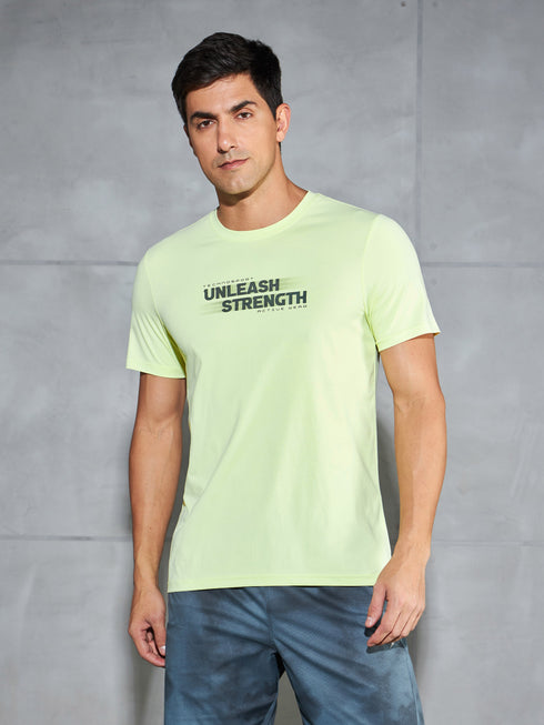 Men Printed Slim Fit Round Neck T-shirt with COTFLEX