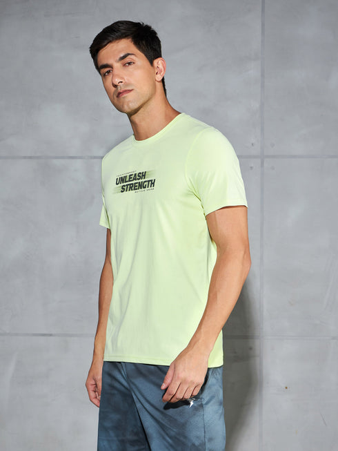 Men Printed Slim Fit Round Neck T-shirt with COTFLEX