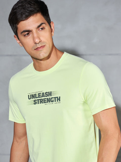 Men Printed Slim Fit Round Neck T-shirt with COTFLEX