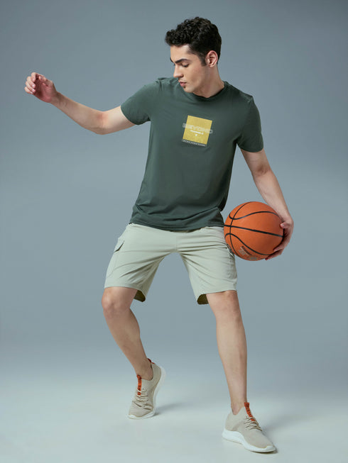 Men Printed Slim Fit Round Neck T-shirt with COTFLEX