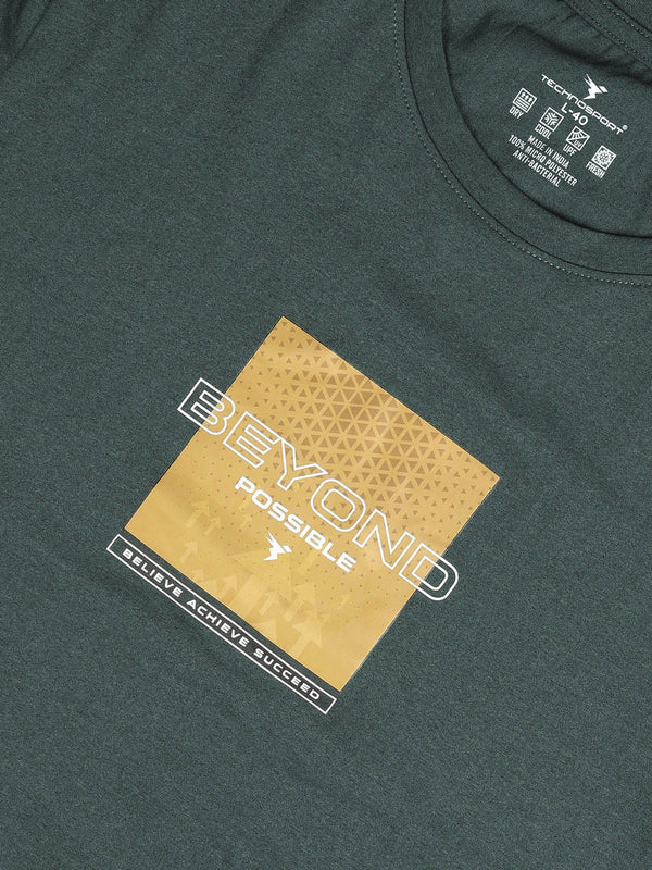 Men Printed Slim Fit Round Neck T-shirt with COTFLEX