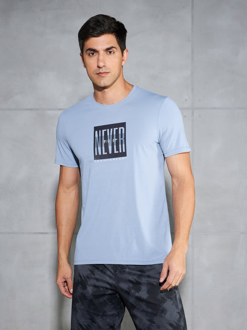 Men Printed Slim Fit Round Neck T-shirt with COTFLEX