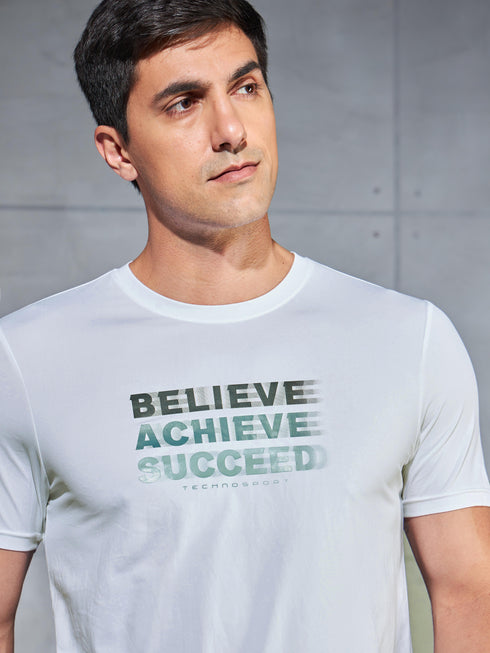 Men Printed Slim Fit Round Neck T-shirt with COTFLEX