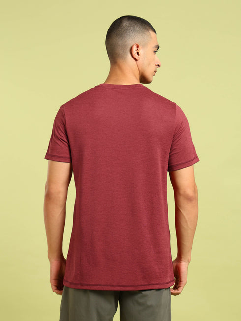 Men Solid Slim Fit Crew Neck T-shirt with DOUBLE COOL