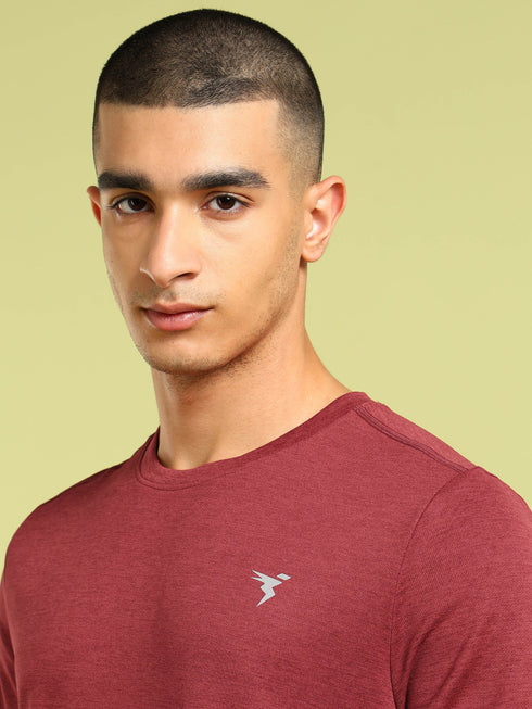 Men Solid Slim Fit Crew Neck T-shirt with DOUBLE COOL