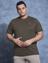 Men Plus Size Solid Slim Fit Crew Neck T-shirt with DOUBLE COOL