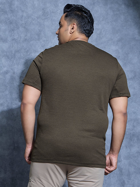 Men Plus Size Solid Slim Fit Crew Neck T-shirt with DOUBLE COOL