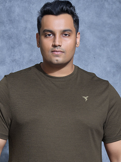 Men Plus Size Solid Slim Fit Crew Neck T-shirt with DOUBLE COOL