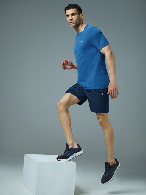 Men Solid Slim Fit Crew Neck T-shirt with DOUBLE COOL
