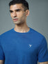 Men Solid Slim Fit Crew Neck T-shirt with DOUBLE COOL