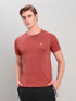 Men Solid Slim Fit Crew Neck T-shirt with DOUBLE COOL