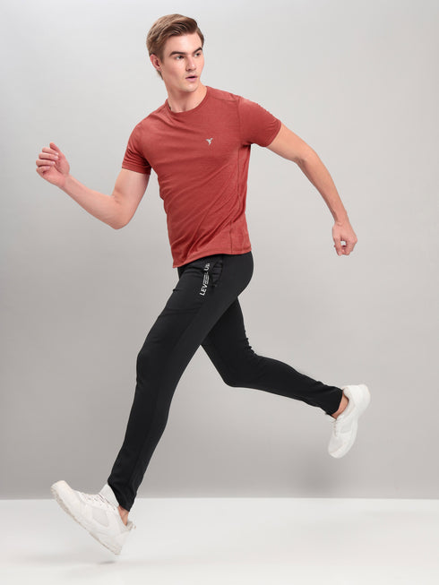 Men Solid Slim Fit Crew Neck T-shirt with DOUBLE COOL