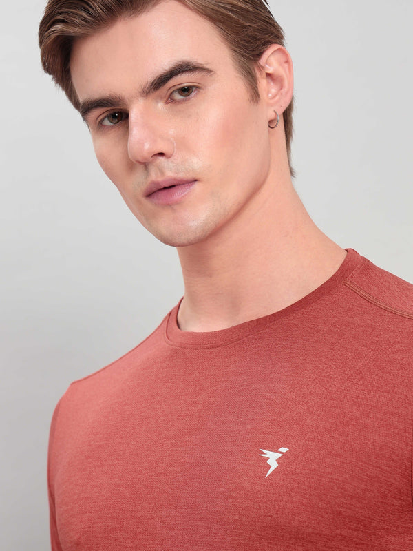 Men Solid Slim Fit Crew Neck T-shirt with DOUBLE COOL