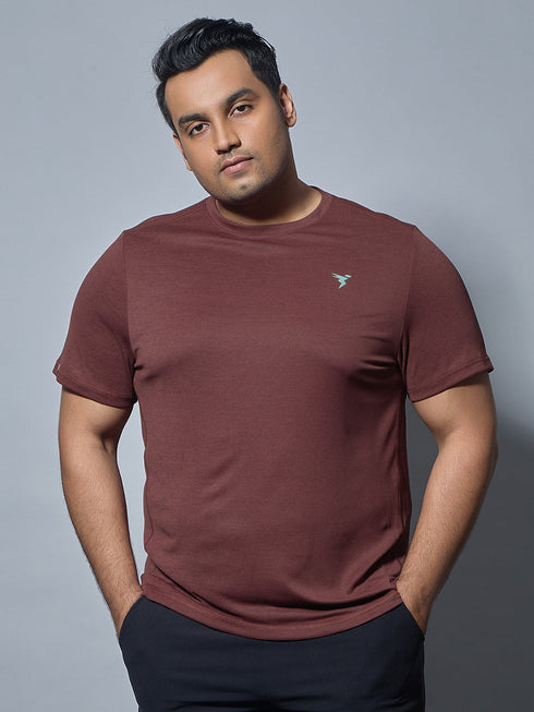 Men Plus Size Solid Slim Fit Crew Neck T-shirt with DOUBLE COOL