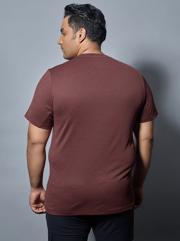 Men Plus Size Solid Slim Fit Crew Neck T-shirt with DOUBLE COOL