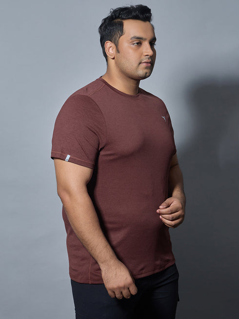 Men Plus Size Solid Slim Fit Crew Neck T-shirt with DOUBLE COOL