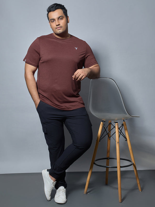 Men Plus Size Solid Slim Fit Crew Neck T-shirt with DOUBLE COOL