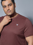 Men Plus Size Solid Slim Fit Crew Neck T-shirt with DOUBLE COOL