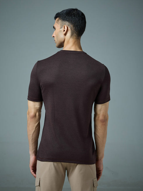 Men Solid Slim Fit Crew Neck T-shirt with DOUBLE COOL
