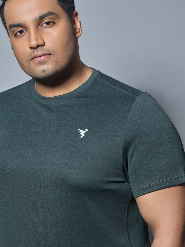 Men Plus Size Solid Slim Fit Crew Neck T-shirt with DOUBLE COOL