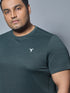 Men Plus Size Solid Slim Fit Crew Neck T-shirt with DOUBLE COOL