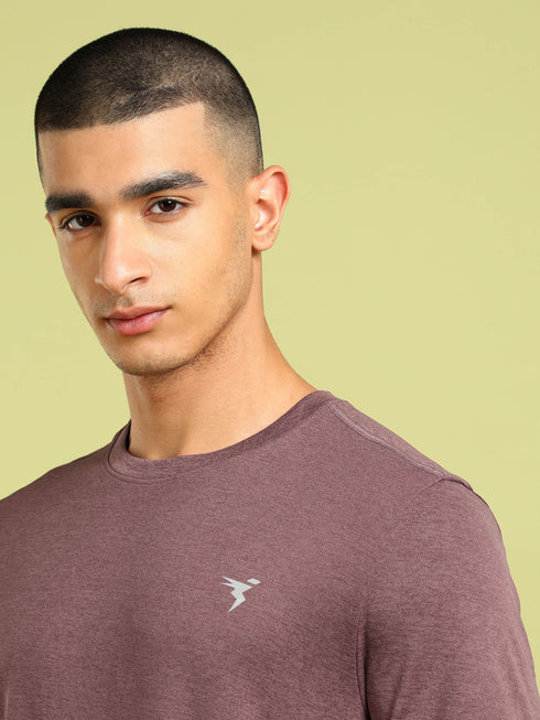 Men Solid Slim Fit Crew Neck T-shirt with DOUBLE COOL