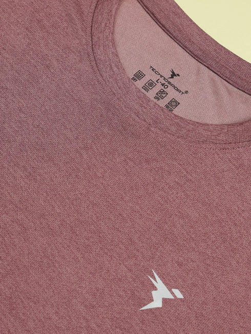 Men Solid Slim Fit Crew Neck T-shirt with DOUBLE COOL