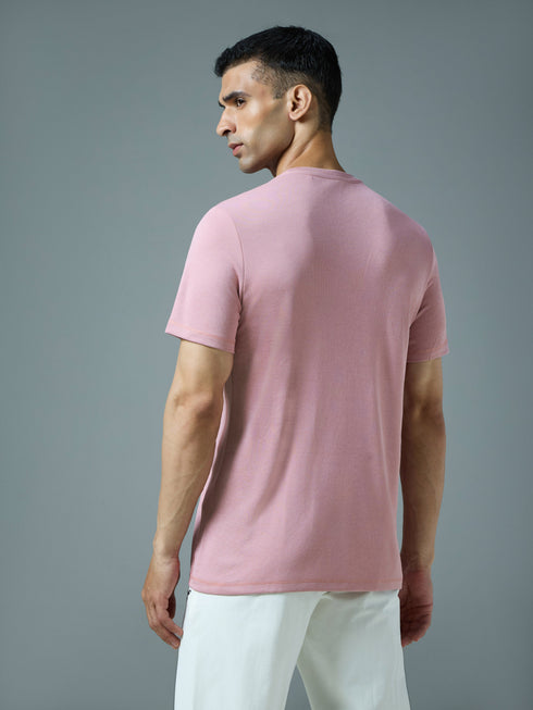 Men Solid Slim Fit Crew Neck T-shirt with DOUBLE COOL