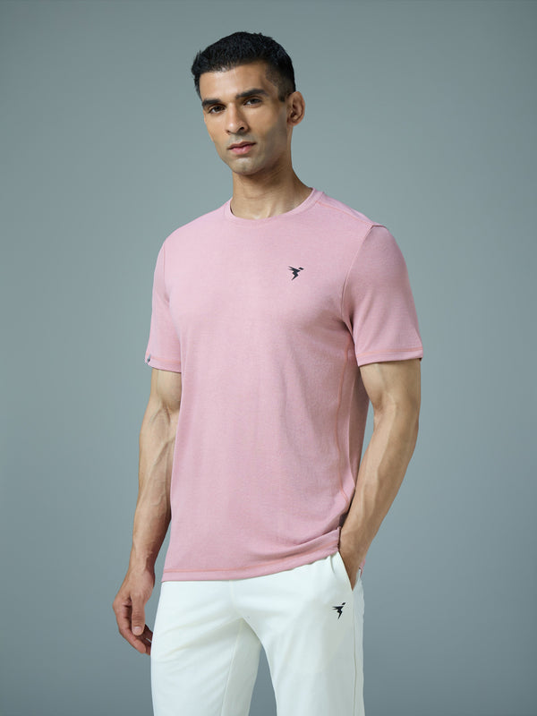 Men Solid Slim Fit Crew Neck T-shirt with DOUBLE COOL