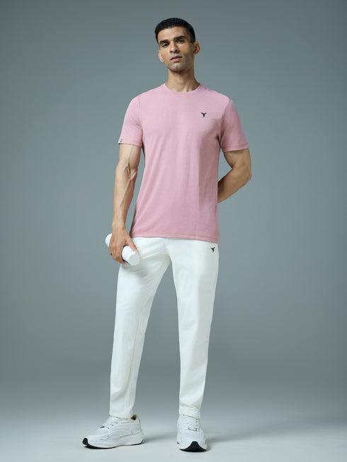 Men Solid Slim Fit Crew Neck T-shirt with DOUBLE COOL