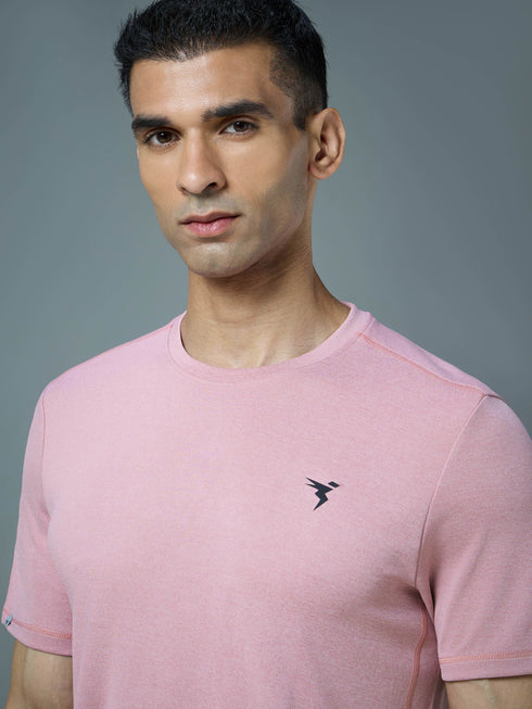 Men Solid Slim Fit Crew Neck T-shirt with DOUBLE COOL